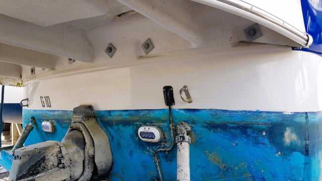 Boat detailing polishing half way